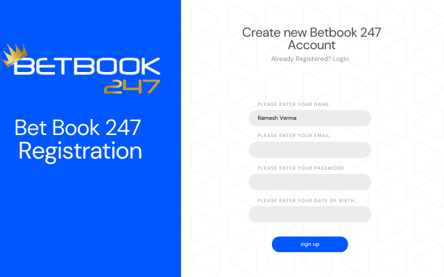Betbook247 login ID and password